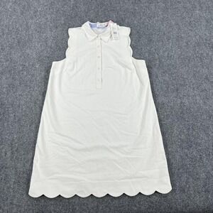 Vineyard Vines Dress Womens 12 White Scalloped Margo Shirt Sleeveless Summer